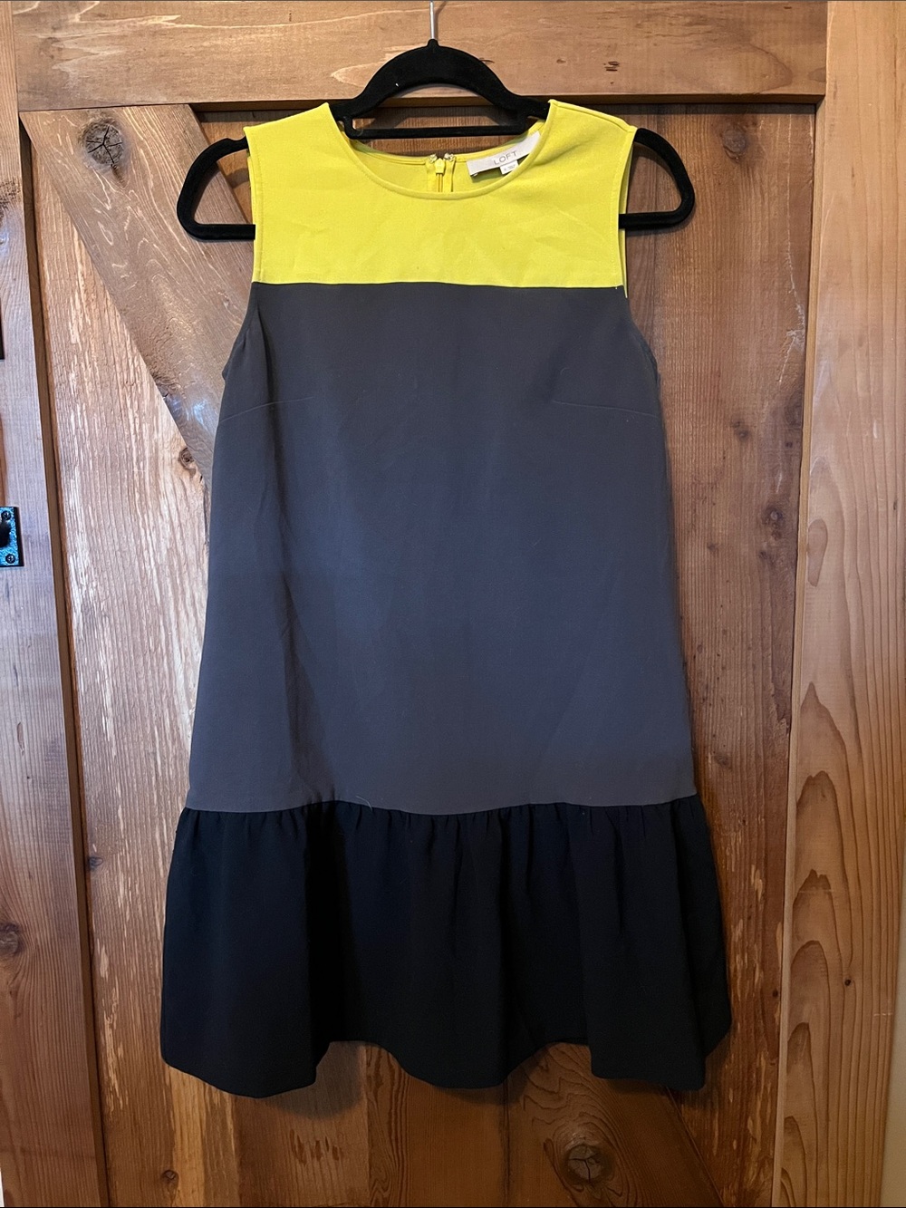 LOFT Yellow and Gray Colorblock Dress